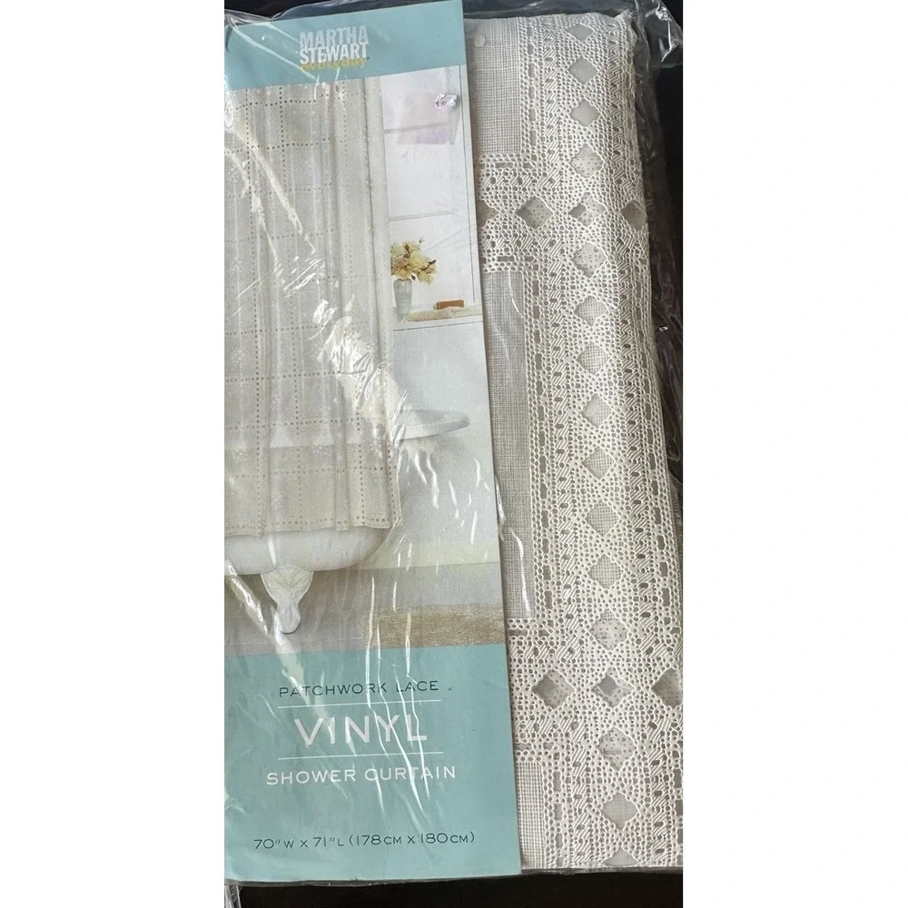 Martha Stewart Patchwork Lace Vinyl Shower Curtain‎ New 2002 70x71
